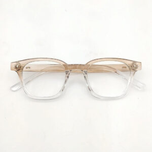 Clear-to-Beige Fade Square | Modern Unisex Frame